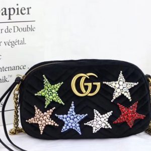 Replica Gucci GG Marmont velvet Small Shoulder Bag 447632 Black