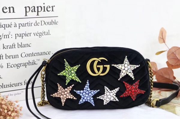 Replica Gucci GG Marmont velvet Small Shoulder Bag 447632 Black