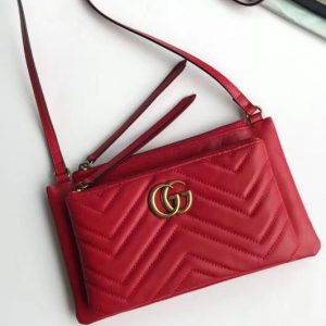 Replica Gucci GG Marmont shoulder bag with pouch 453878 Red