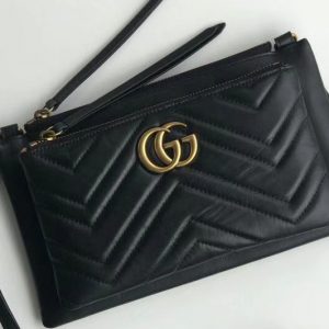 Replica Gucci GG Marmont shoulder bag with pouch 453878 Black