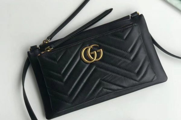 Replica Gucci GG Marmont shoulder bag with pouch 453878 Black