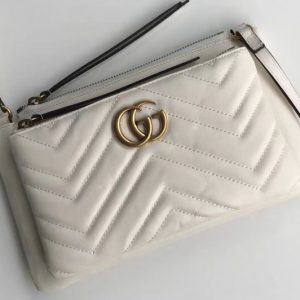 Replica Gucci GG Marmont shoulder bag with pouch 453878 White