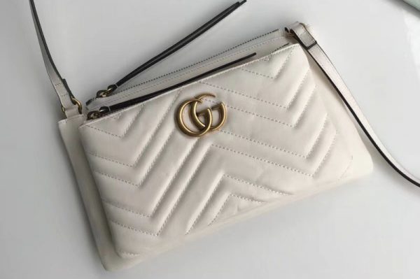 Replica Gucci GG Marmont shoulder bag with pouch 453878 White