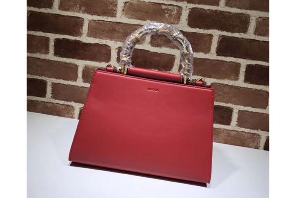 Replica Gucci Nymphaea Leather Top Handle Bag 459076 Red