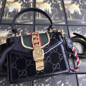 Replica Gucci Sylvie GG velvet mini bag 470270 black