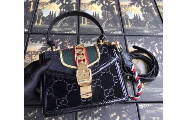 Replica Gucci Sylvie GG velvet mini bag 470270 black