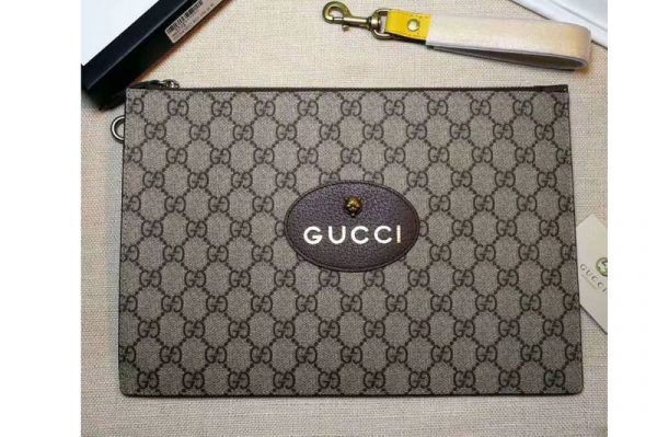 Replica Gucci Neo Vintage GG Supreme Pouch Clutch Bag 473956 Coffee