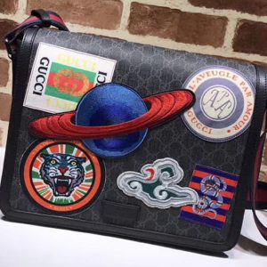 Replica Gucci Night Courrier GG Supreme Flap Messenger Bag 474138 Black