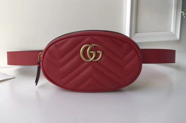 Replica Gucci 476434 GG Marmont Matelasse Leather Belt Bags Red