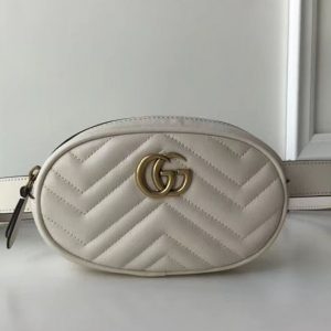 Replica Gucci 476434 GG Marmont Matelasse Leather Belt Bags White