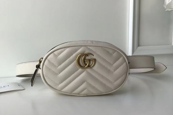 Replica Gucci 476434 GG Marmont Matelasse Leather Belt Bags White