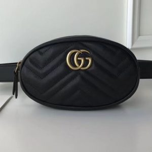 Replica Gucci 476434 GG Marmont Matelasse Leather Belt Bags Black