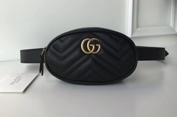 Replica Gucci 476434 GG Marmont Matelasse Leather Belt Bags Black