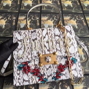 Replica Gucci Snakeskin medium Top Handle Bag ‎476435 White