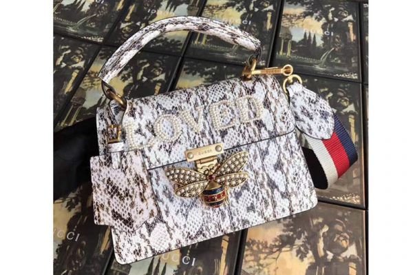 Replica Gucci Queen Margaret Snake Print Top Handle Bag 476541