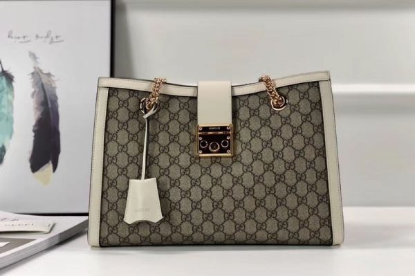 Replica Gucci Padlock GG Supreme Canvas Shoulder Bag 479197 White