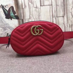 Replica Gucci 491294 GG Marmont Red Original Leather Belt Bag