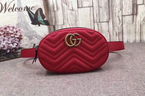 Replica Gucci 491294 GG Marmont Red Original Leather Belt Bag