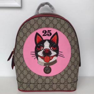 Replica Gucci GG Supreme Boston Terriers Bosco Small Backpack Bag 495621 Pink