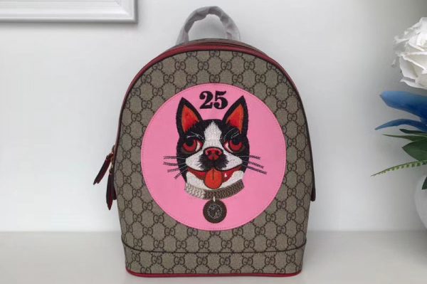 Replica Gucci GG Supreme Boston Terriers Bosco Small Backpack Bag 495621 Pink