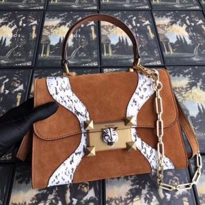 Replica Gucci Leather Osiride Small Top Handle Bag 497996 Brown/Snake