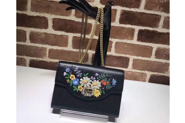 Replica Gucci GG Marmont matelasse mini bag 499314 Black