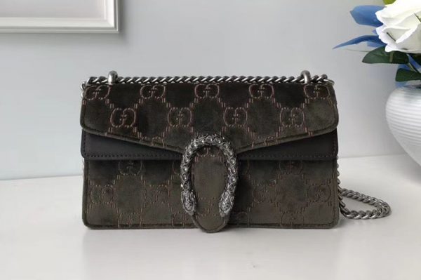 Replica Gucci 499623 Dionysus GG Olive Velvet Small Shoulder Bags