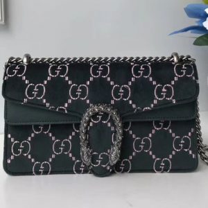 Replica Gucci 499623 Dionysus GG Black Velvet Small Shoulder Bags