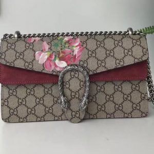 Replica Gucci Medium Dionysus GG Canvas Blooms Shoulder Bag 499623 Wine