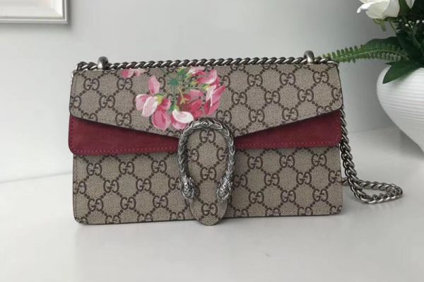 Replica Gucci Medium Dionysus GG Canvas Blooms Shoulder Bag 499623 Wine