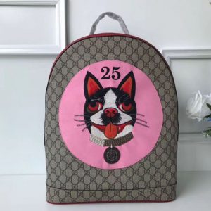 Replica Gucci GG Supreme Boston Terriers Bosco Medium Backpack Bag 505372 Pink