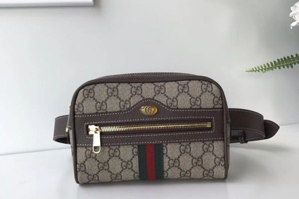 Replica Gucci Ophidia GG Supreme small belt bag 517076 Dark Coffee