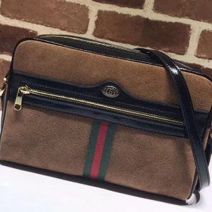 Replica Gucci GG original Nubuck leather Shoulder Bag 517080 brown