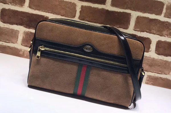 Replica Gucci GG original Nubuck leather Shoulder Bag 517080 brown