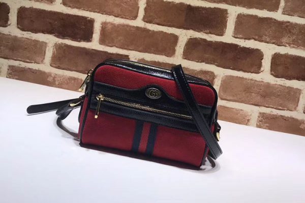 Replica Gucci Ophidia suede mini bag 517350 Red