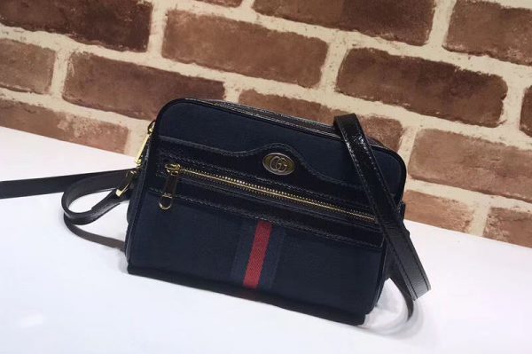 Replica Gucci Ophidia suede mini bag 517350 Dark Blue