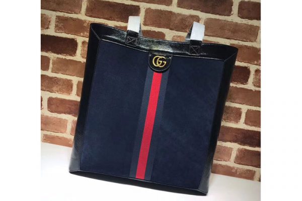 Replica Gucci Ophidia Suede Large Tote Blue 519335