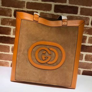 Replica Gucci GG Ophidia Suede Large Tote Brown 519335