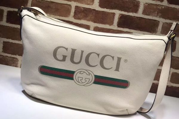 Replica Gucci Print half-moon hobo bag 523588 white