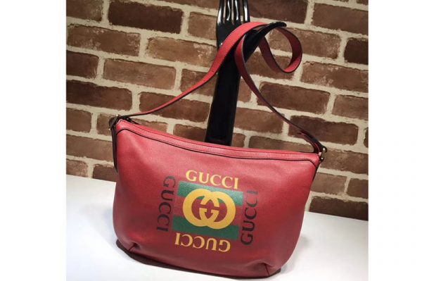 Replica Gucci Print half moon hobo Bag 527792 Red