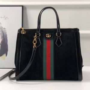 Replica Gucci Ophidia Suede medium top handle bags 524537 Black