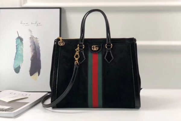 Replica Gucci Ophidia Suede medium top handle bags 524537 Black