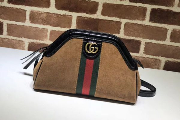 Replica Gucci RE BELLE Suede small shoulder bags 524620 Brown