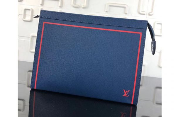 Replica Louis Vuitton M30577 LV Taiga Leather Pochette Voyage MM Blue