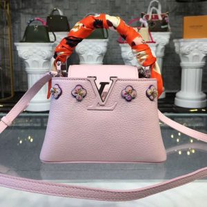 Replica Louis Vuitton M54336 LV Taurillon Leather Capucines Mini Bags Pink