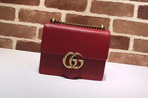 Replica Gucci 431384 GG Marmont Leather Shoulder Bag Red