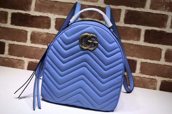 Replica Gucci 476671 GG Marmont Quilted Leather Backpack Blue