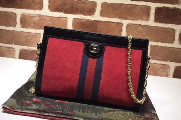 Replica Gucci 503876 Ophidia Medium Suede Shoulder Bag Red