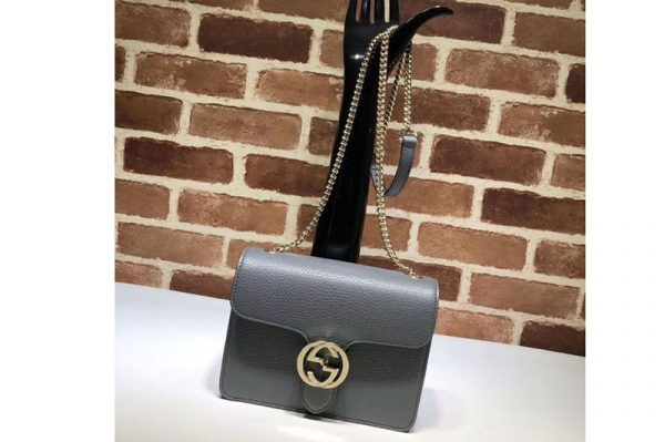 Replica Gucci 510304 Interlocking GG Leather Crossbody Bags Grey