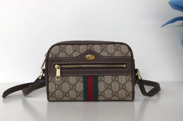 Replica Gucci 517350 GG canvas ophidia supreme small shoulder bag brown